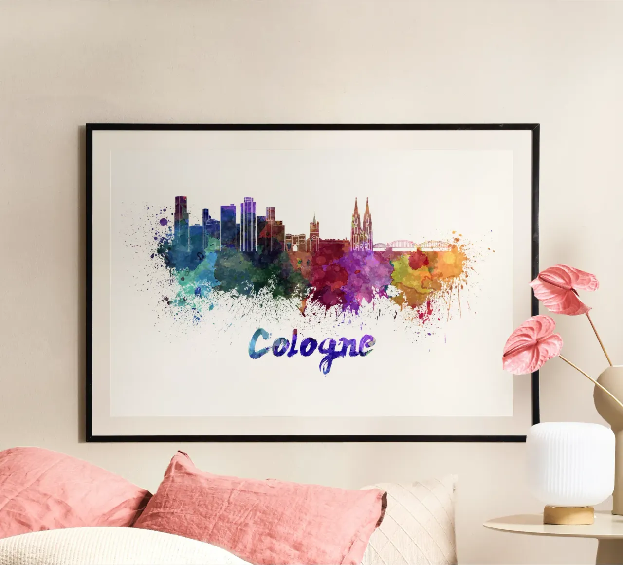 Lo skyline di Colonia in acquerello carta hahnemühle da 🎁 ARTVI-SHOP