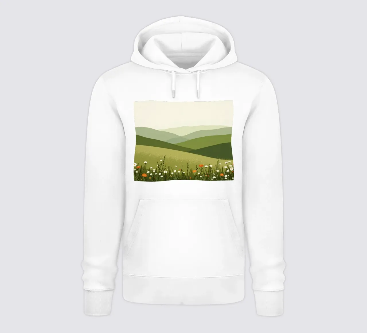 Colline verdi con fiori selvatici felpa con cappuccio da DesignDoodle