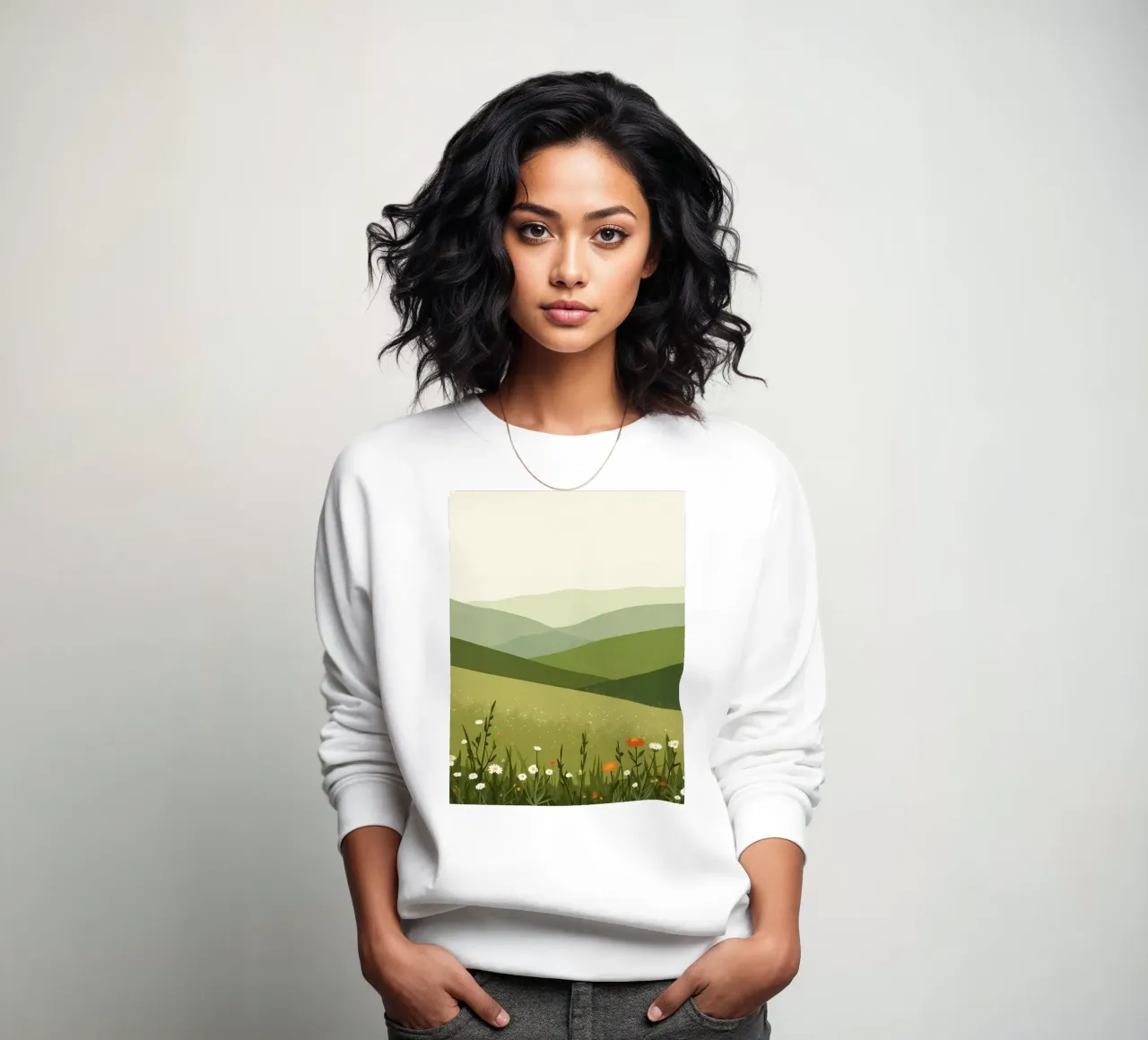 Colline verdi con fiori selvatici felpa da DesignDoodle