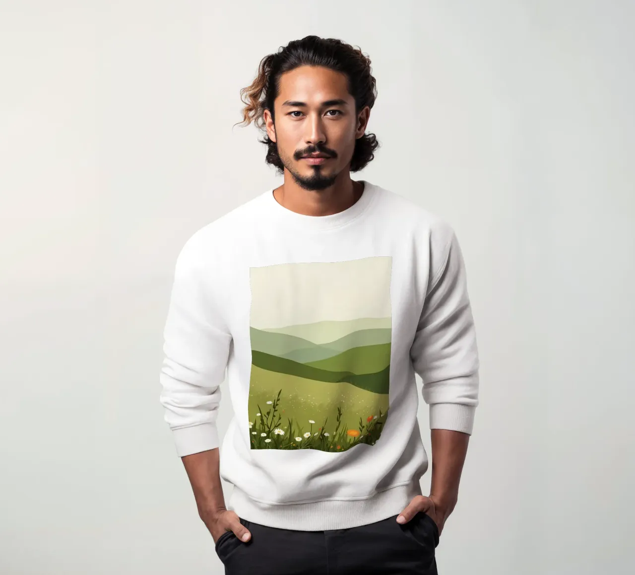 Colline verdi con fiori selvatici felpa da DesignDoodle