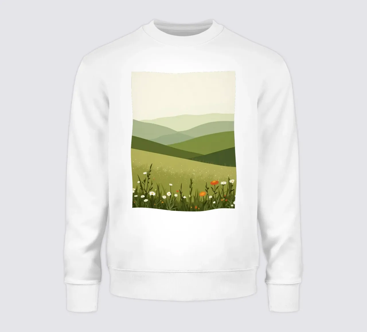 Colline verdi con fiori selvatici felpa da DesignDoodle