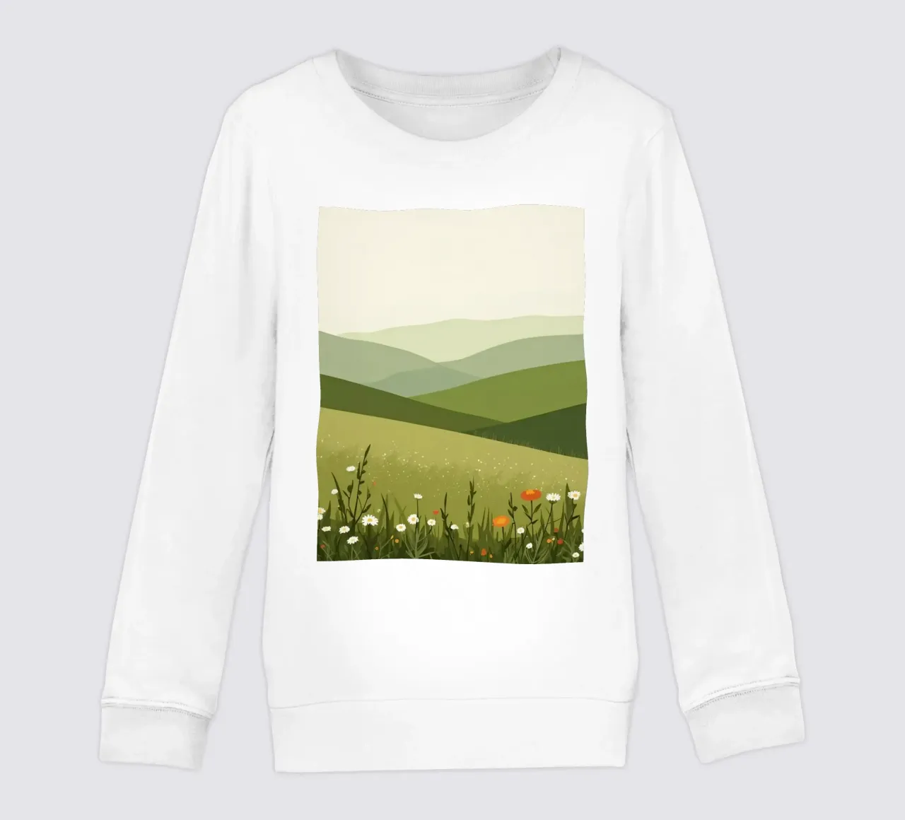 Colline verdi con fiori selvatici felpa bambino da DesignDoodle
