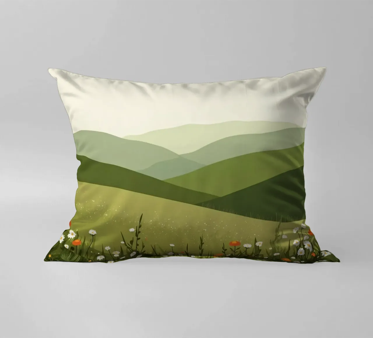 Colline verdi con fiori selvatici cuscino da DesignDoodle