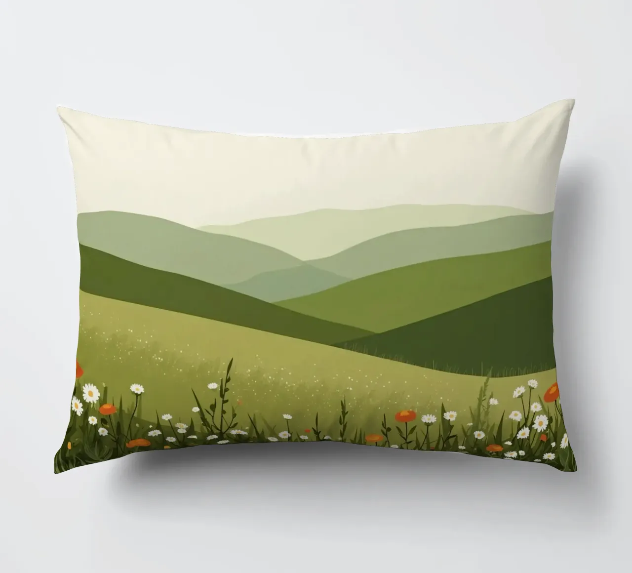 Colline verdi con fiori selvatici cuscino da DesignDoodle