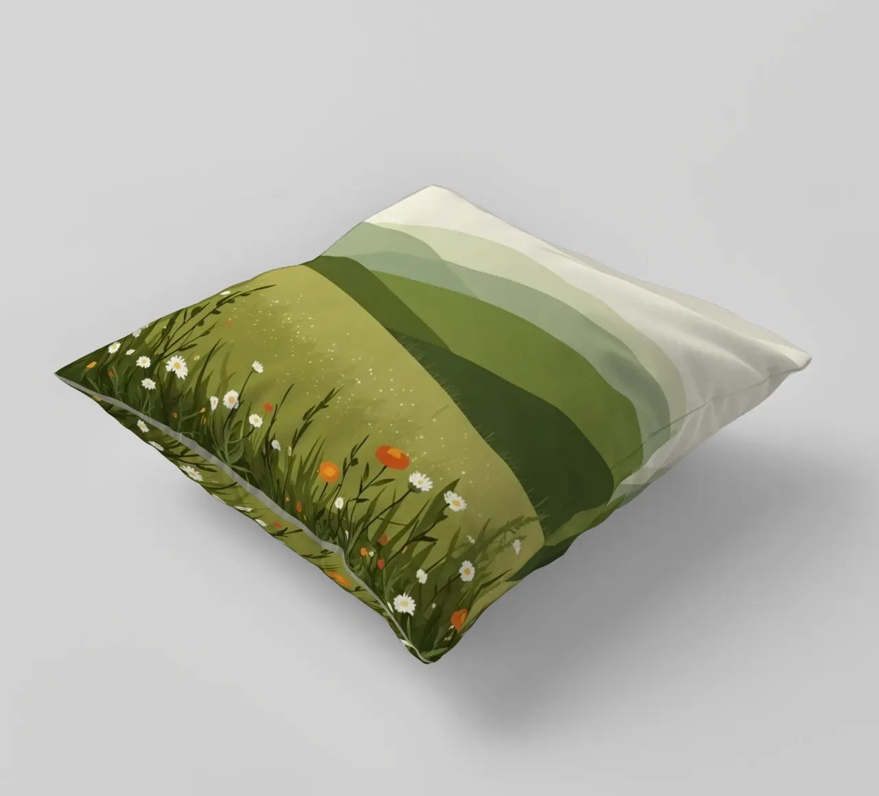 Colline verdi con fiori selvatici cuscino da DesignDoodle