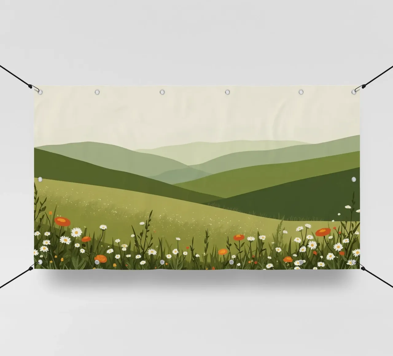 Colline verdi con fiori selvatici telo in pvc da DesignDoodle