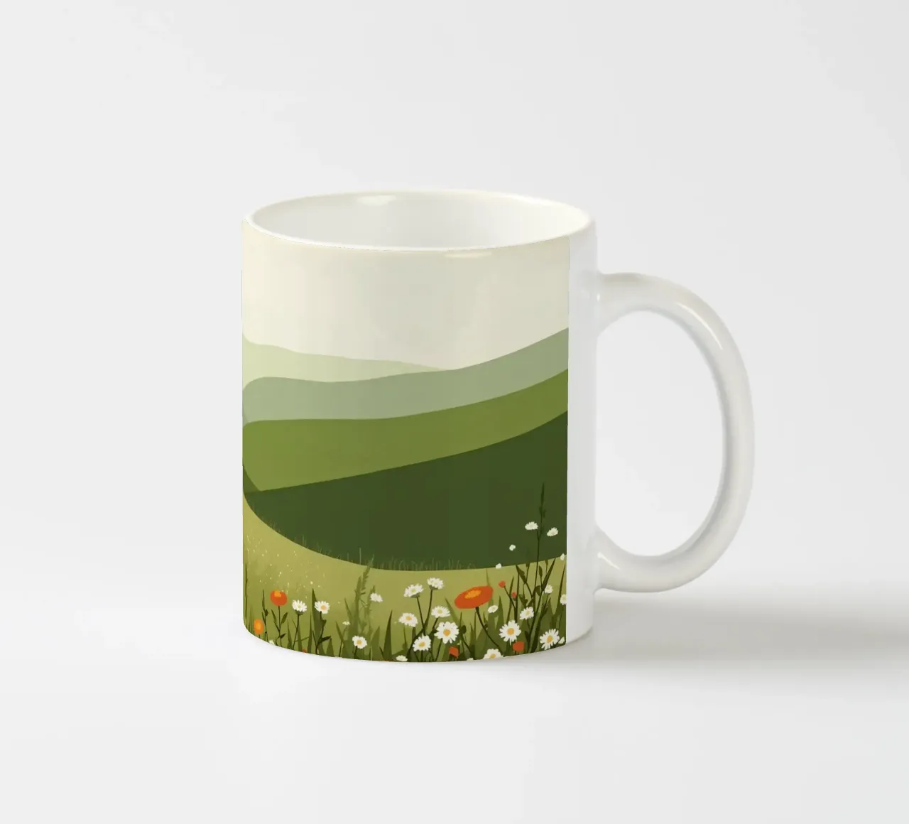 Colline verdi con fiori selvatici tazza in ceramica da DesignDoodle