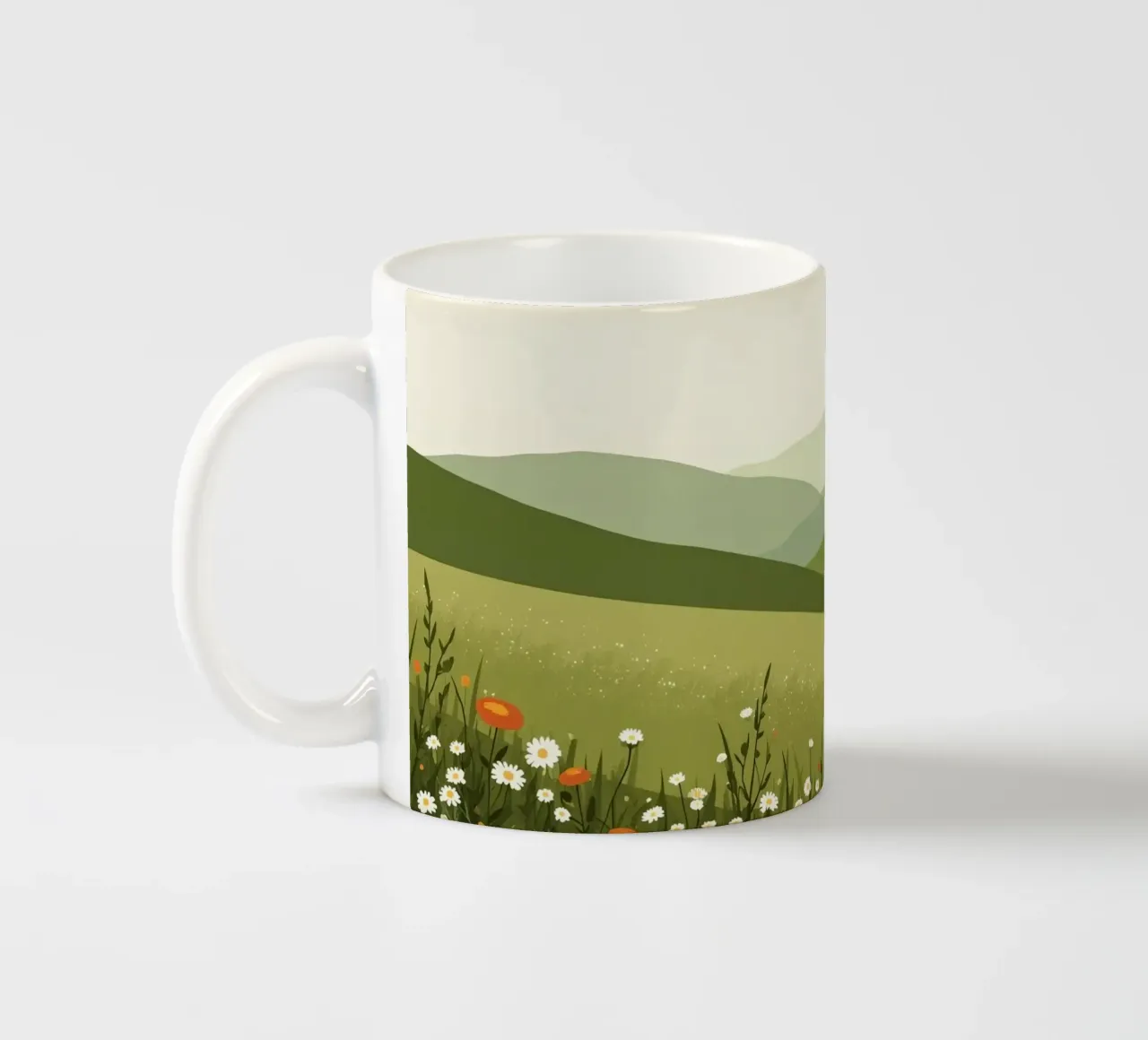 Colline verdi con fiori selvatici tazza in ceramica da DesignDoodle