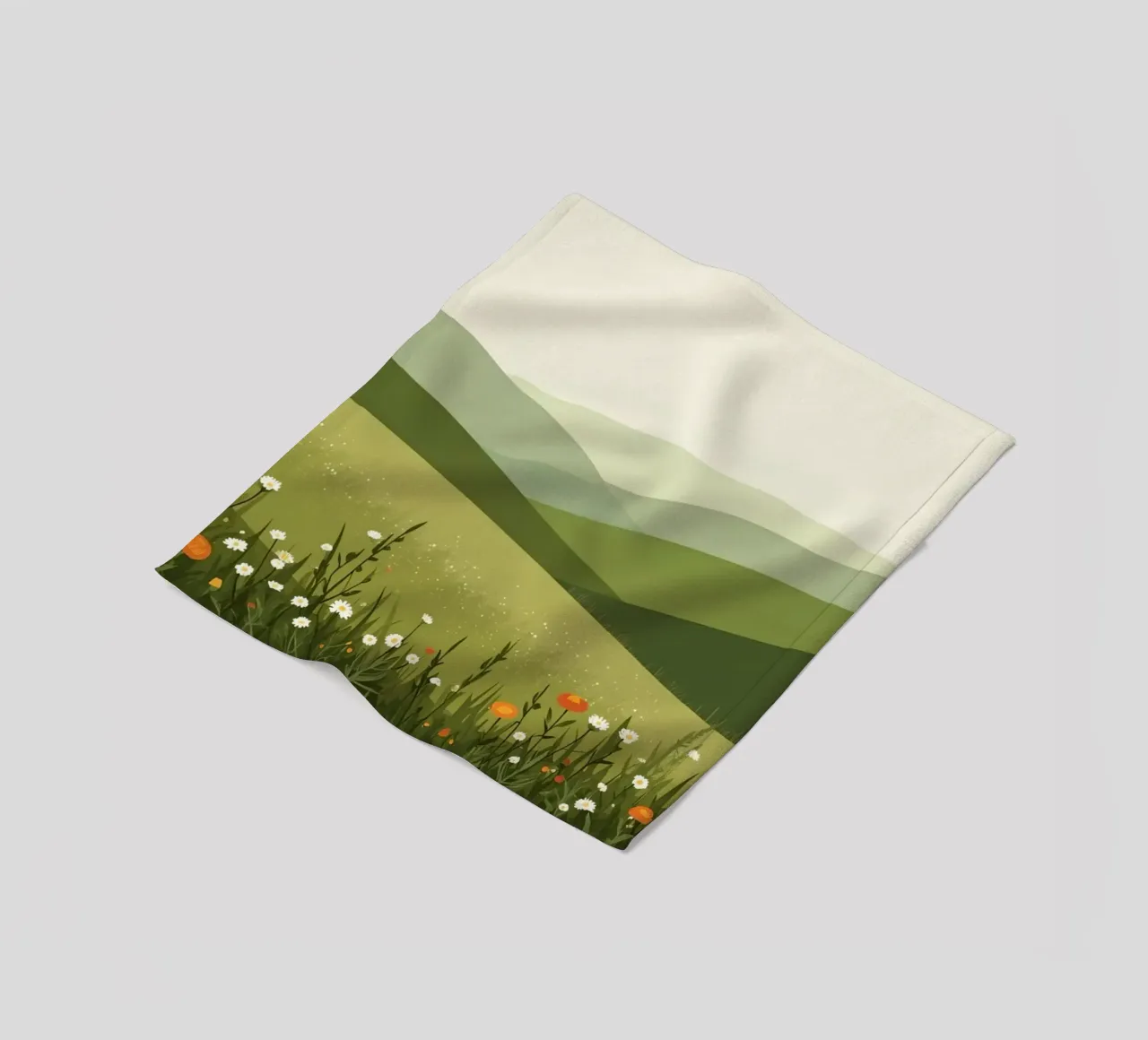 Colline verdi con fiori selvatici coperta in pile da DesignDoodle