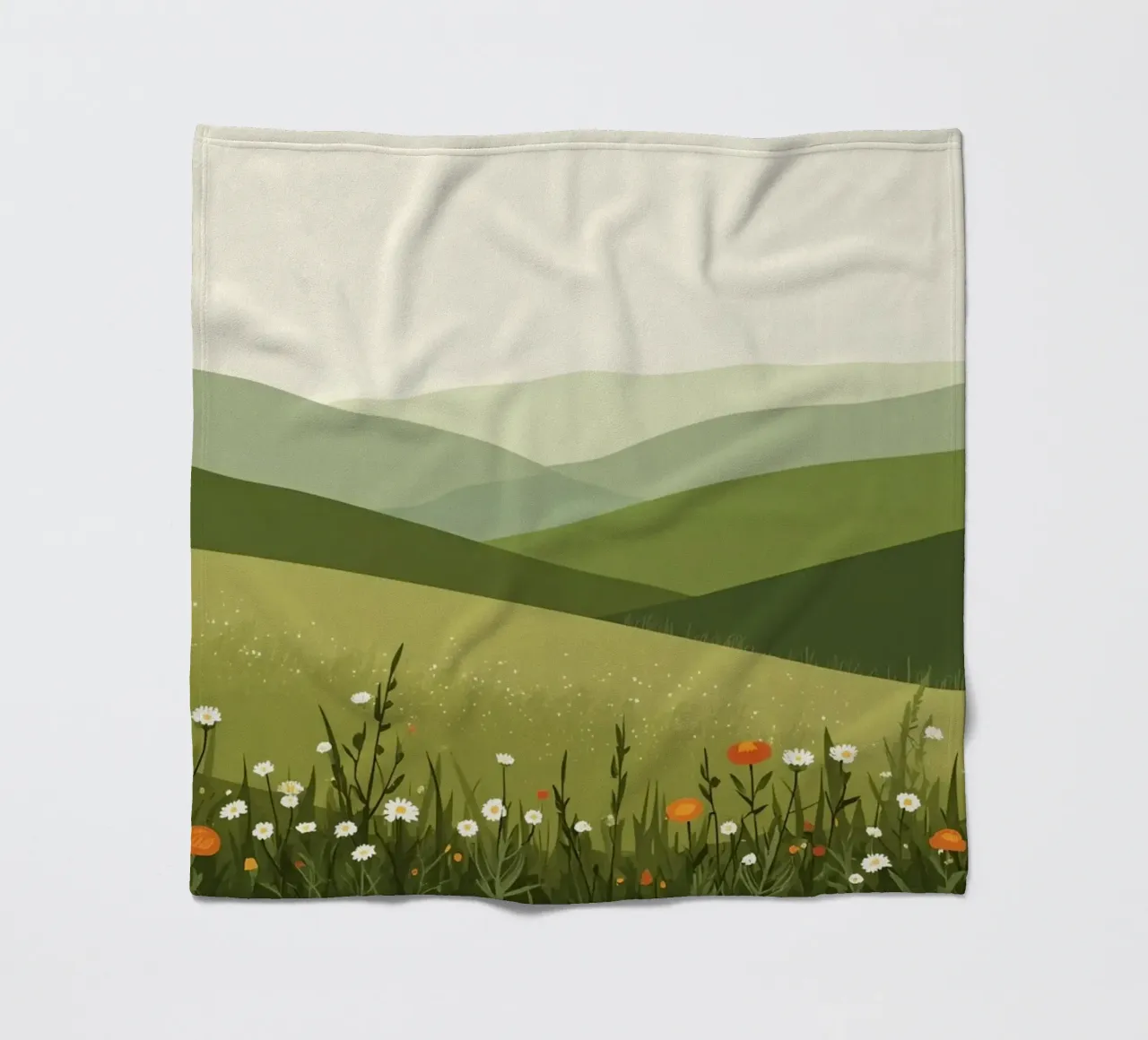 Colline verdi con fiori selvatici coperta in pile da DesignDoodle