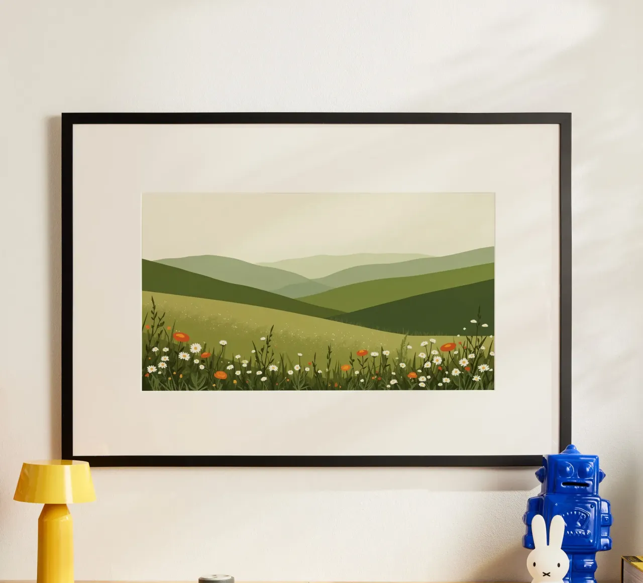 Colline verdi con fiori selvatici carta hahnemühle da DesignDoodle