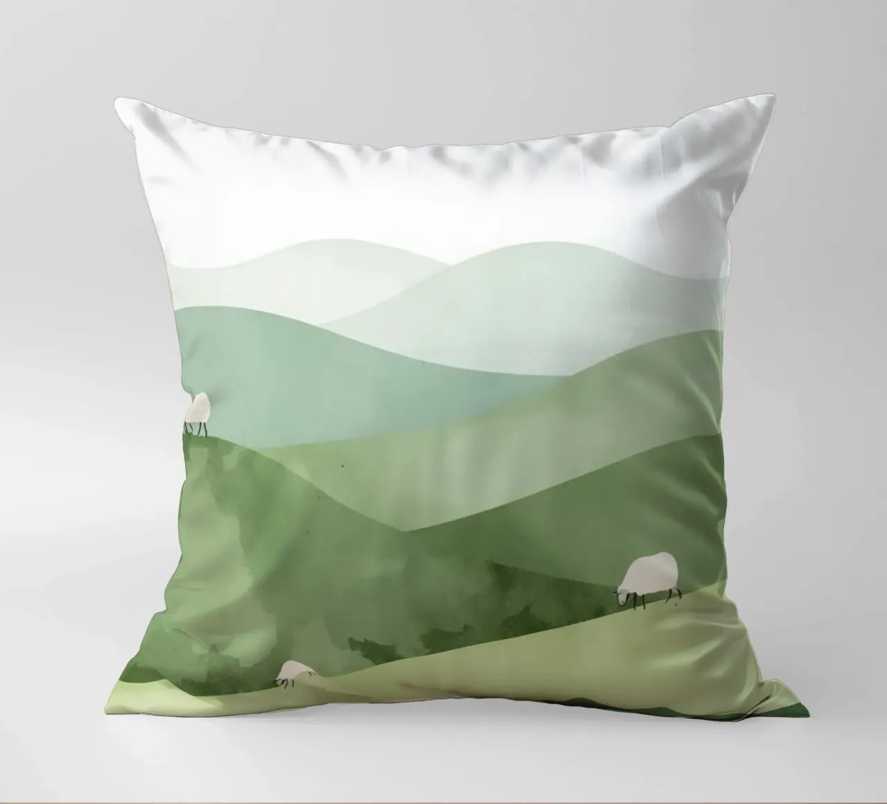 Vivaio carino Colline ondulate con pecore e nuvole cuscino da DesignDoodle