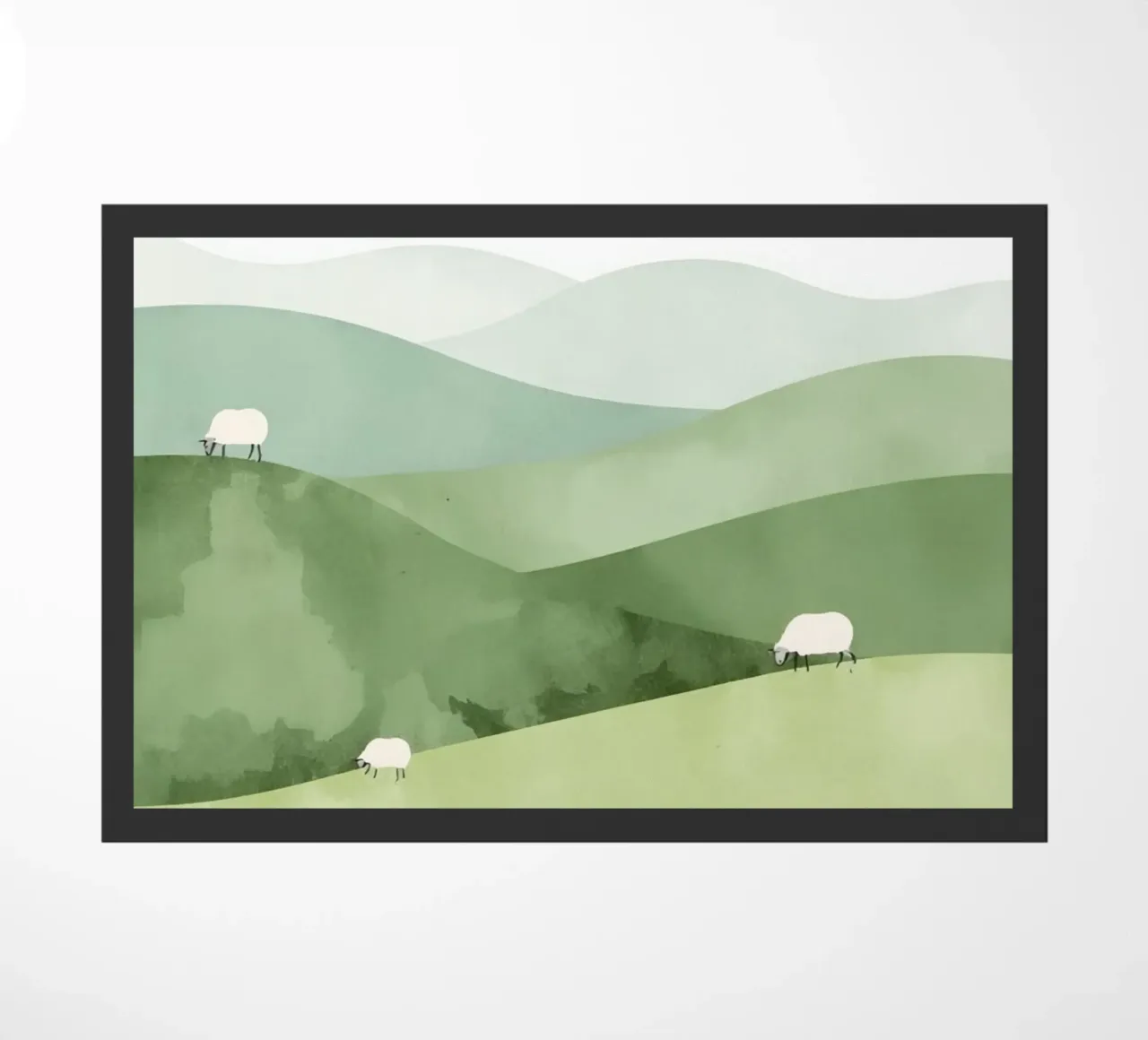 Vivaio carino Colline ondulate con pecore e nuvole zerbino da DesignDoodle