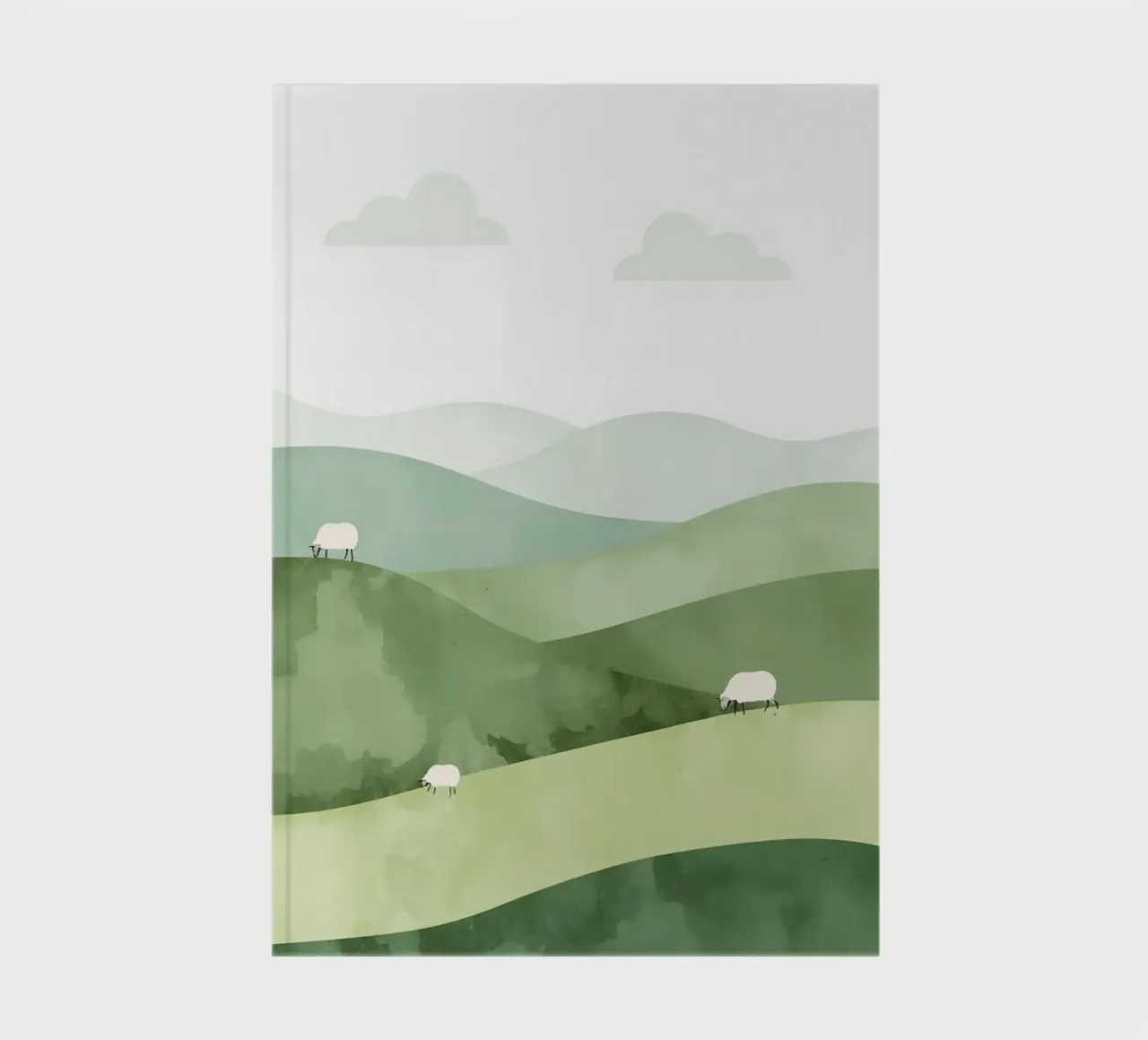 Cute Nursery Rolling Hills with Sheep and Clouds notebook by DesignDoodle