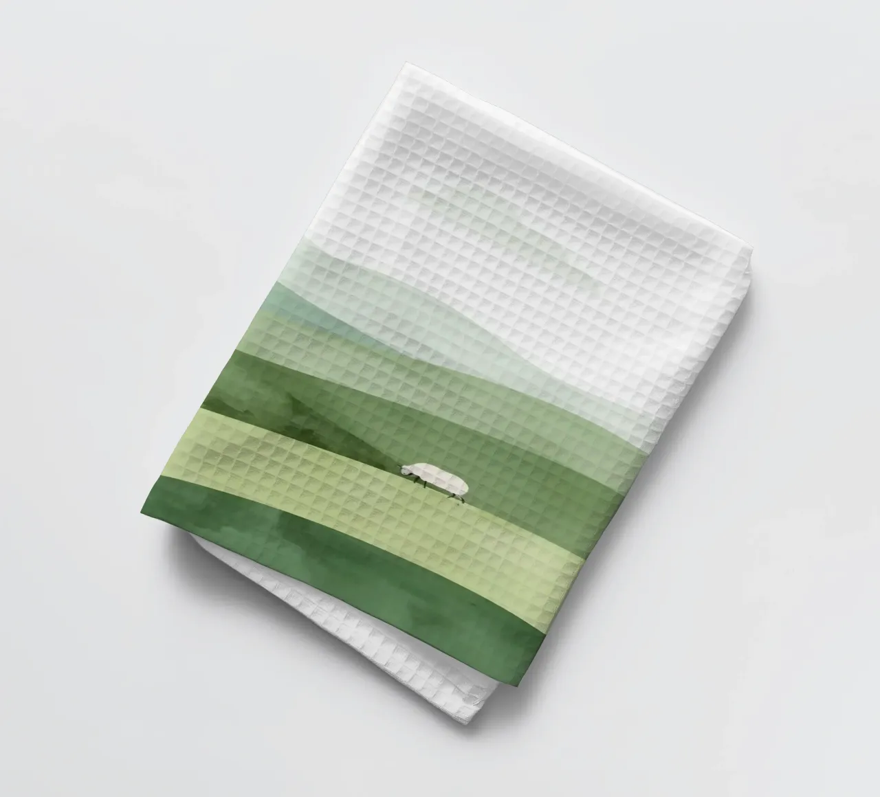 Vivaio carino Colline ondulate con pecore e nuvole canovaccio da cucina da DesignDoodle