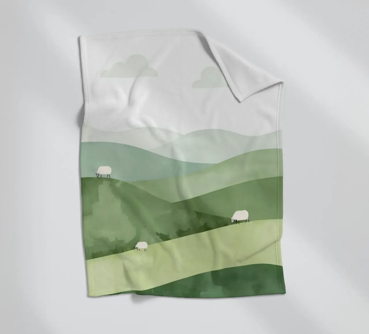 Vivaio carino Colline ondulate con pecore e nuvole coperta in pile da DesignDoodle