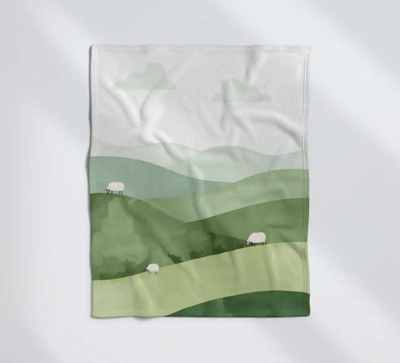 Vivaio carino Colline ondulate con pecore e nuvole coperta in pile da DesignDoodle