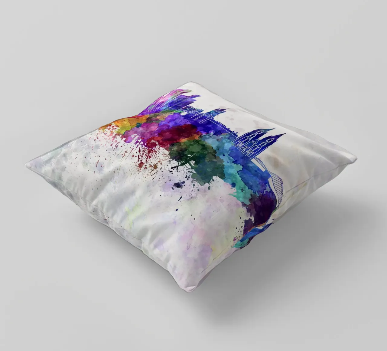 Lo skyline di Colonia in acquerello cuscino da 🎁 NOBELART