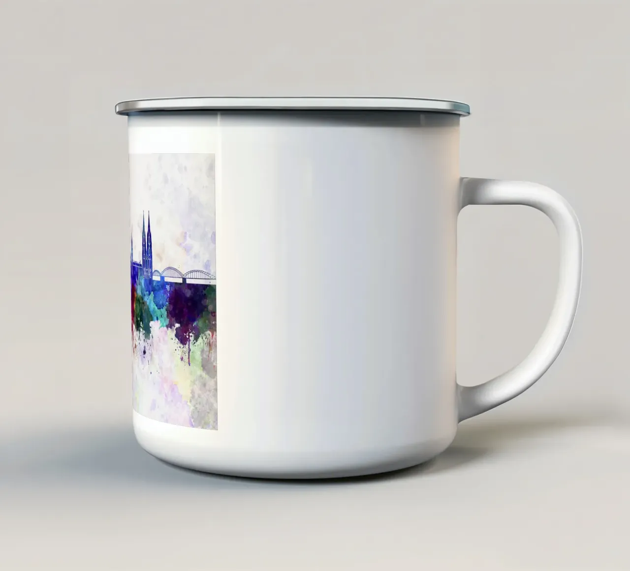 Lo skyline di Colonia in acquerello tazza in smalto da 🎁 ARTVI-SHOP