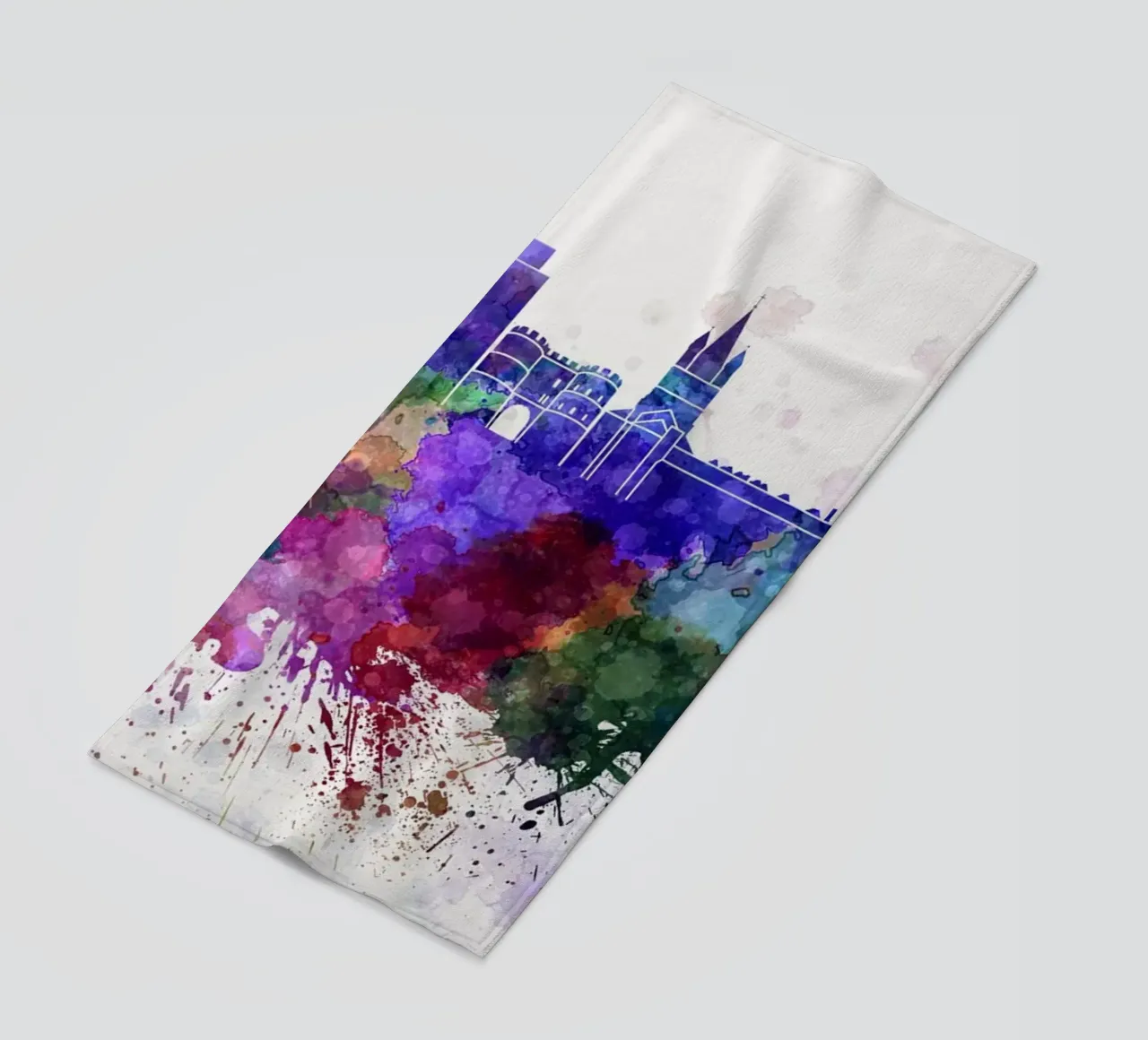 Lo skyline di Colonia in acquerello telo mare da 🎁 NOBELART