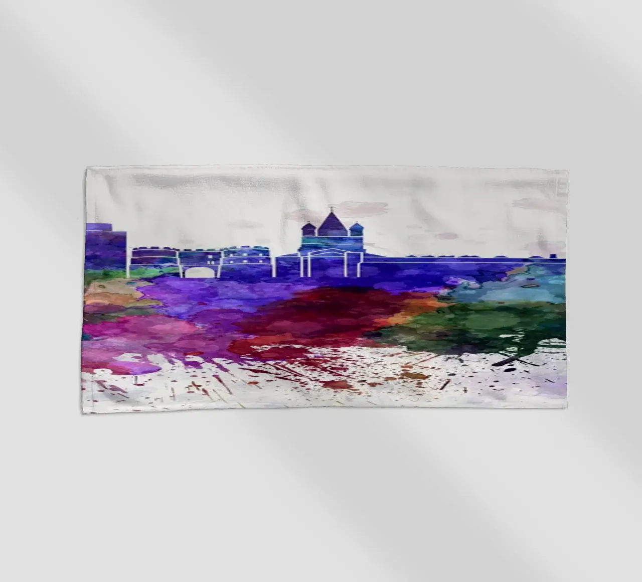 Lo skyline di Colonia in acquerello telo mare da 🎁 NOBELART