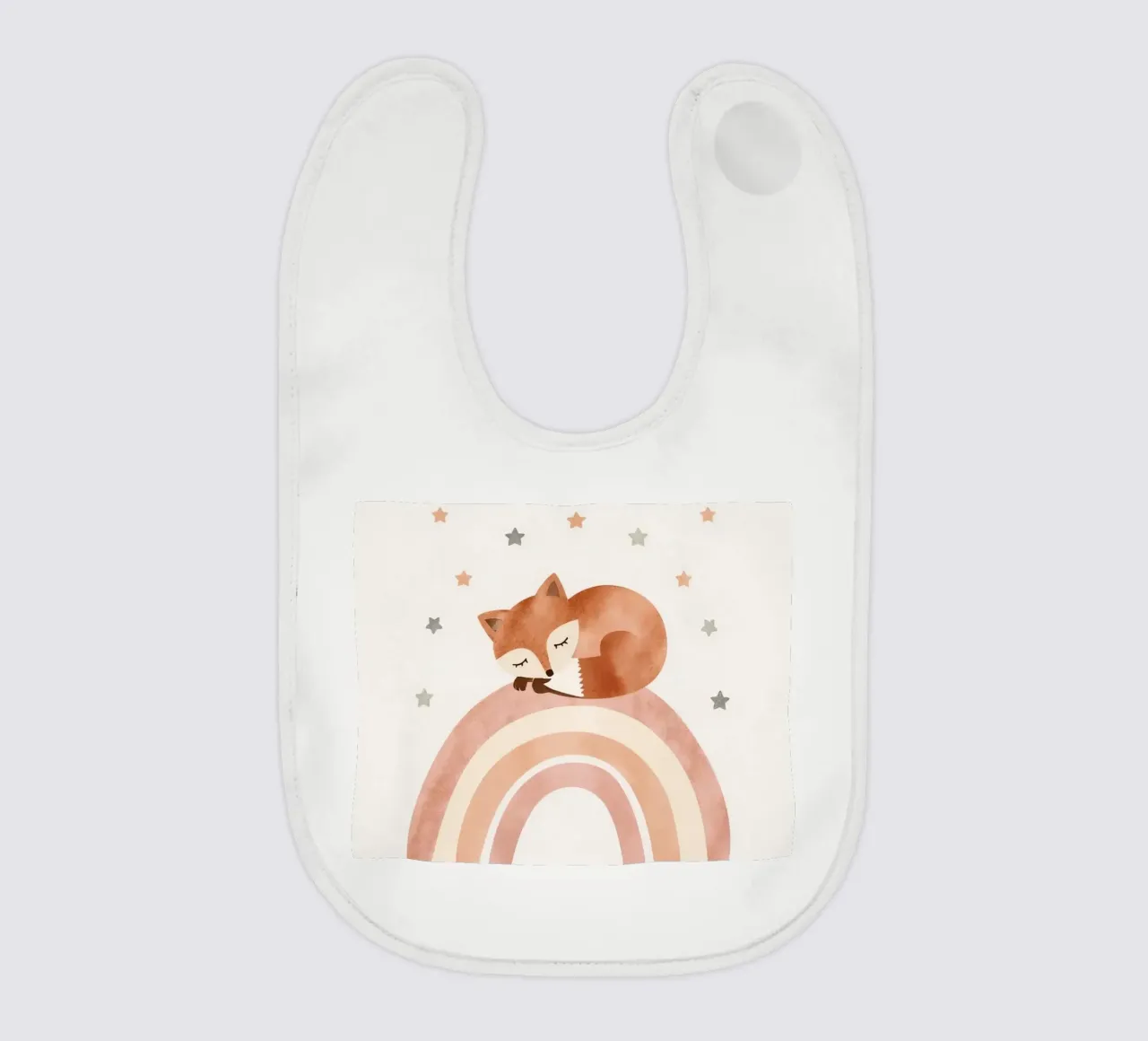 Simpatica volpe addormentata sull'arcobaleno con elementi celestiali bavaglino da DesignDoodle