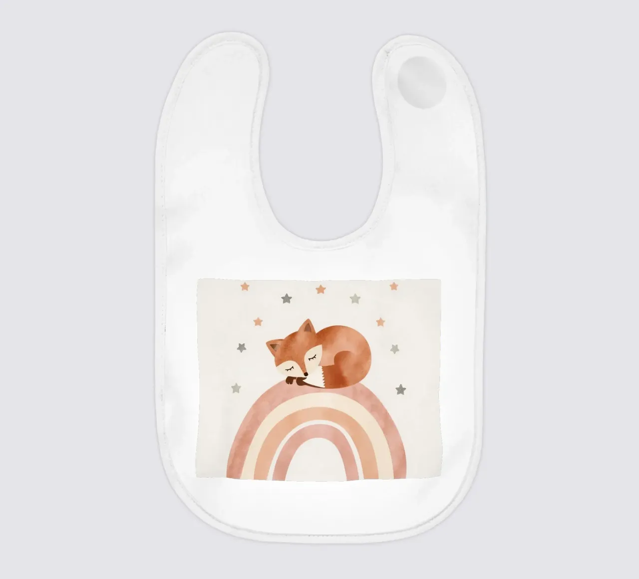 Simpatica volpe addormentata sull'arcobaleno con elementi celestiali bavaglino da DesignDoodle