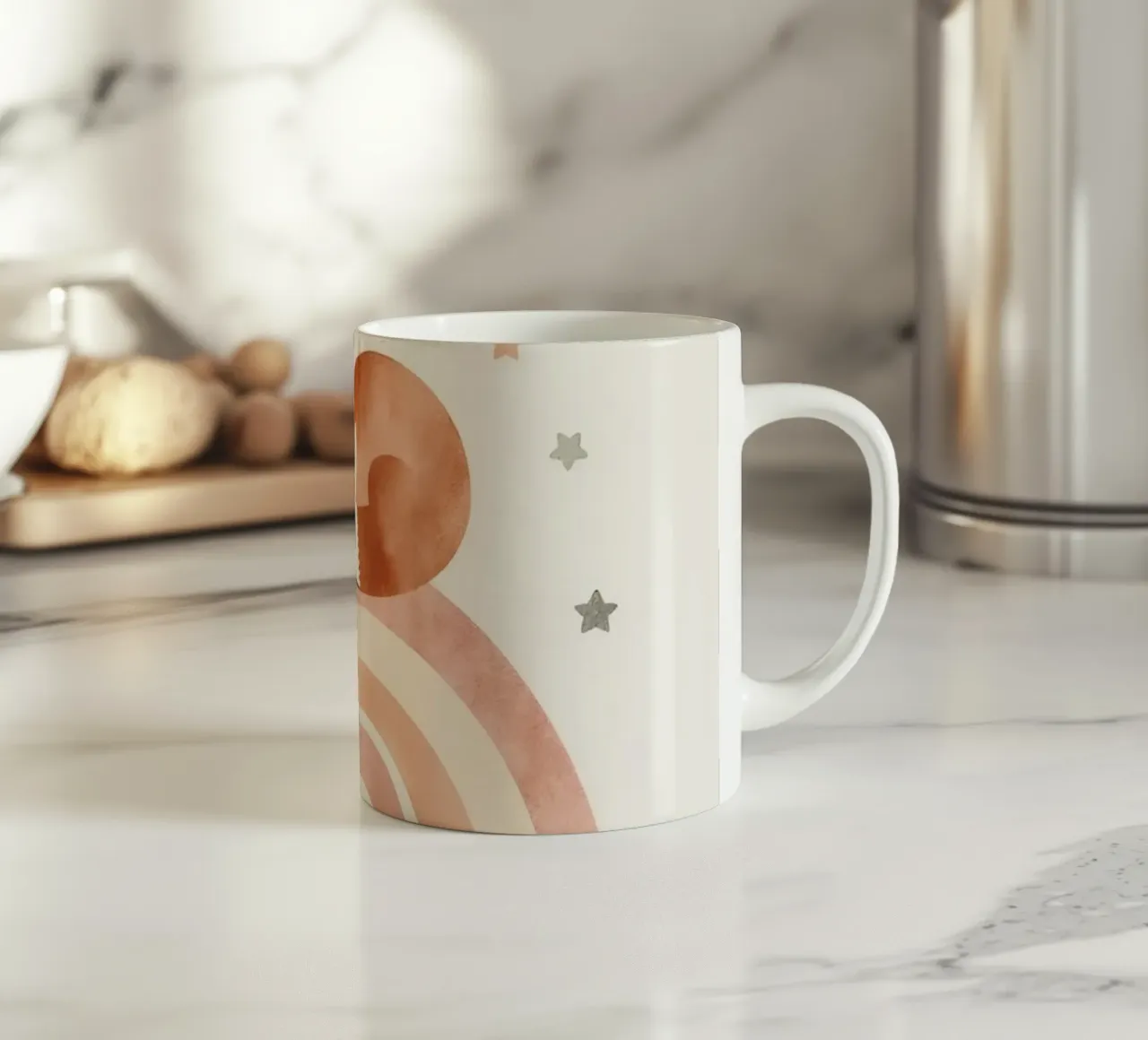 Simpatica volpe addormentata sull'arcobaleno con elementi celestiali tazza in ceramica da DesignDoodle