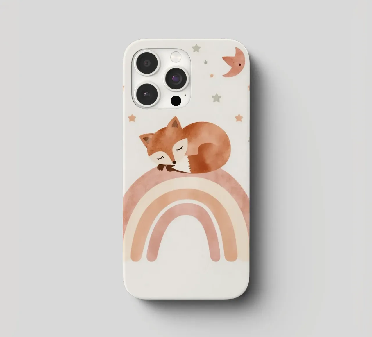 Simpatica volpe addormentata sull'arcobaleno con elementi celestiali cover iphone da DesignDoodle