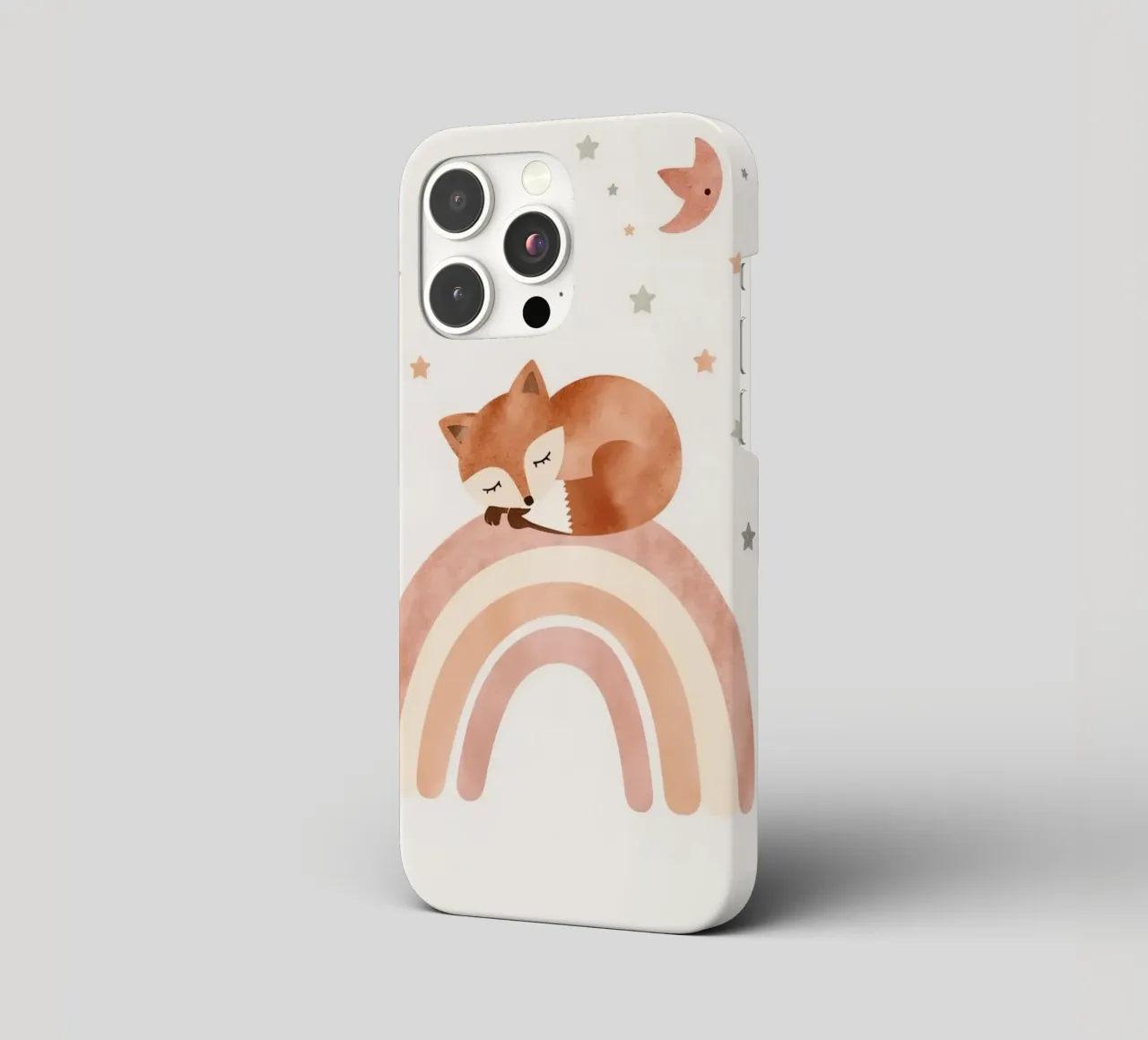 Simpatica volpe addormentata sull'arcobaleno con elementi celestiali cover iphone da DesignDoodle