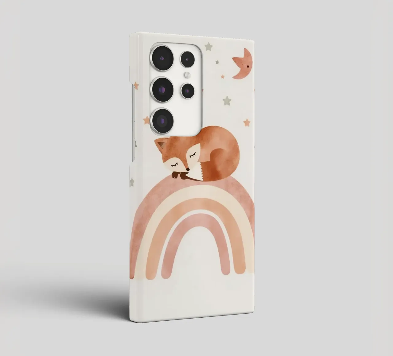Simpatica volpe addormentata sull'arcobaleno con elementi celestiali cover samsung da DesignDoodle