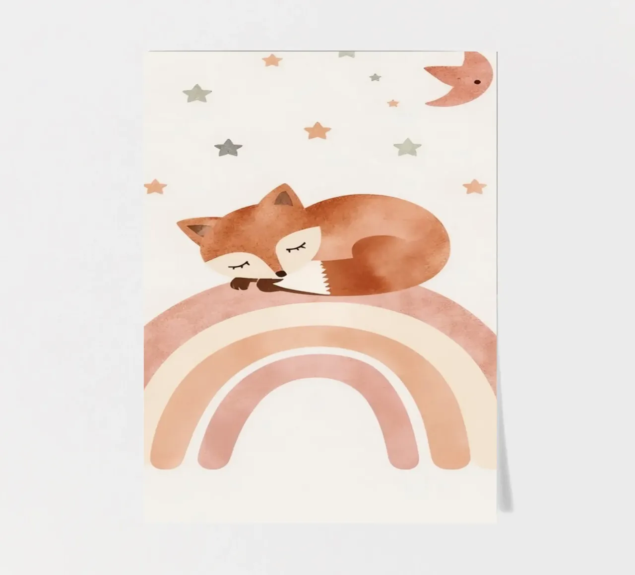 Simpatica volpe addormentata sull'arcobaleno con elementi celestiali foglio adesivo da DesignDoodle