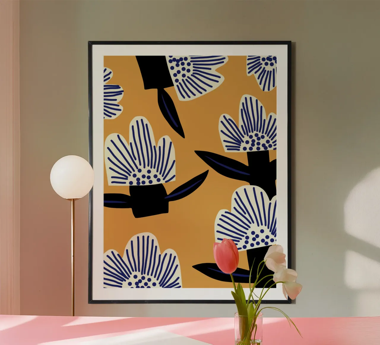 Whimsical flower pattern poster by Little Dean