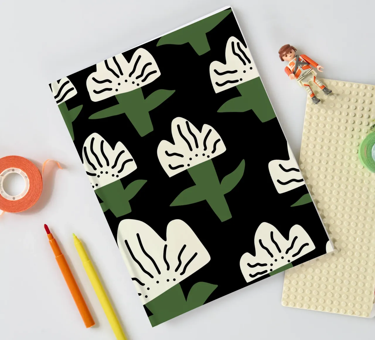 Whimsical flower pattern 02 notebook by Little Dean