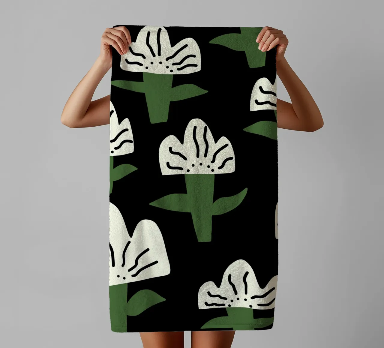 Whimsical flower pattern 02 towel by Little Dean