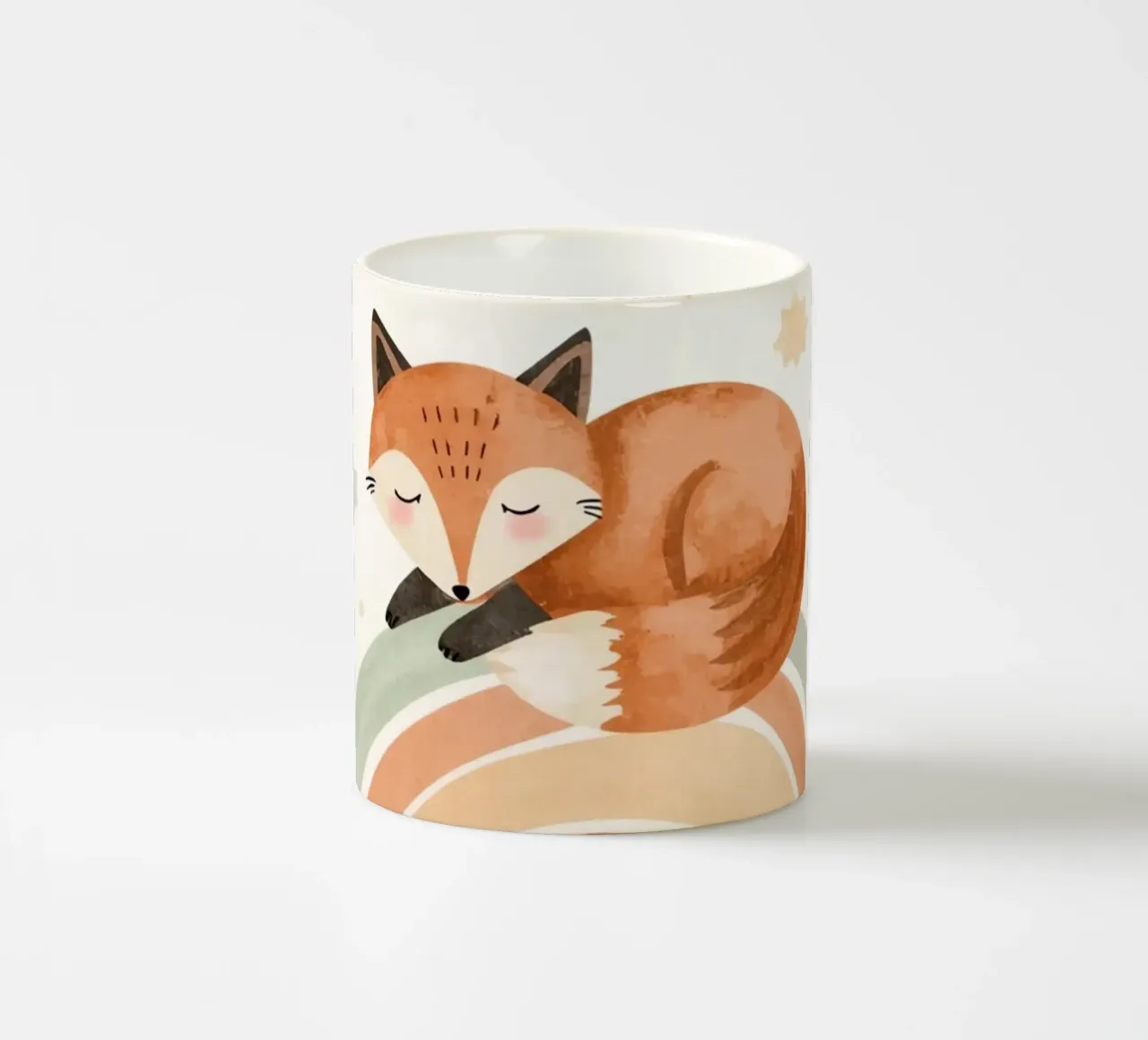 Volpe addormentata sull'arcobaleno con nuvole e stelle tazza in ceramica da DesignDoodle