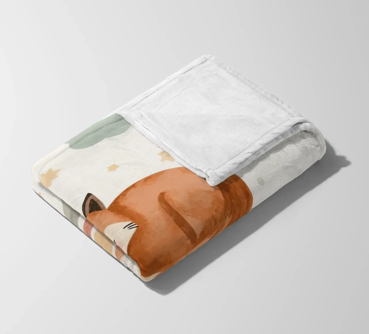 Volpe addormentata sull'arcobaleno con nuvole e stelle coperta in pile da DesignDoodle