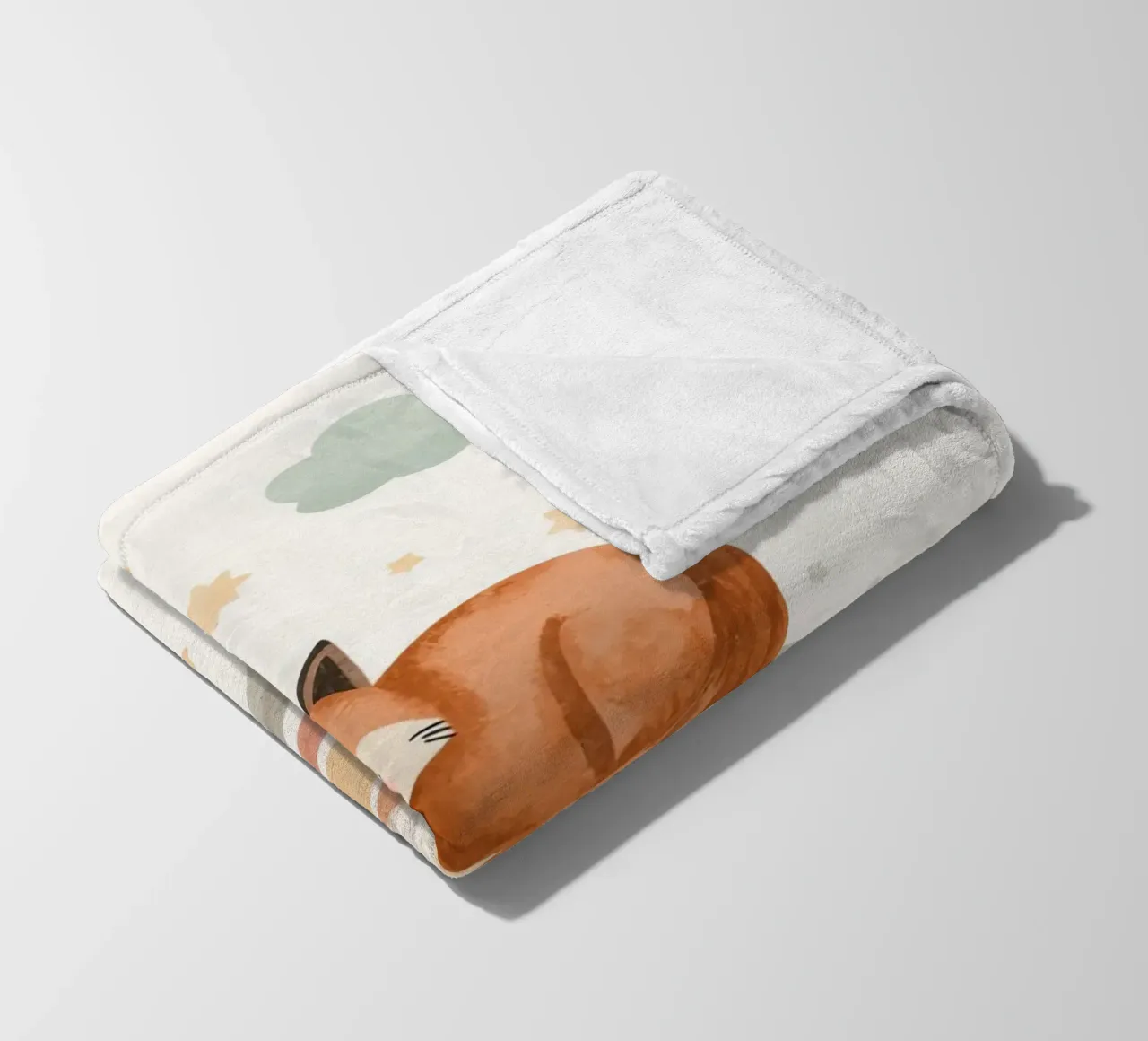 Volpe addormentata sull'arcobaleno con nuvole e stelle coperta in pile da DesignDoodle