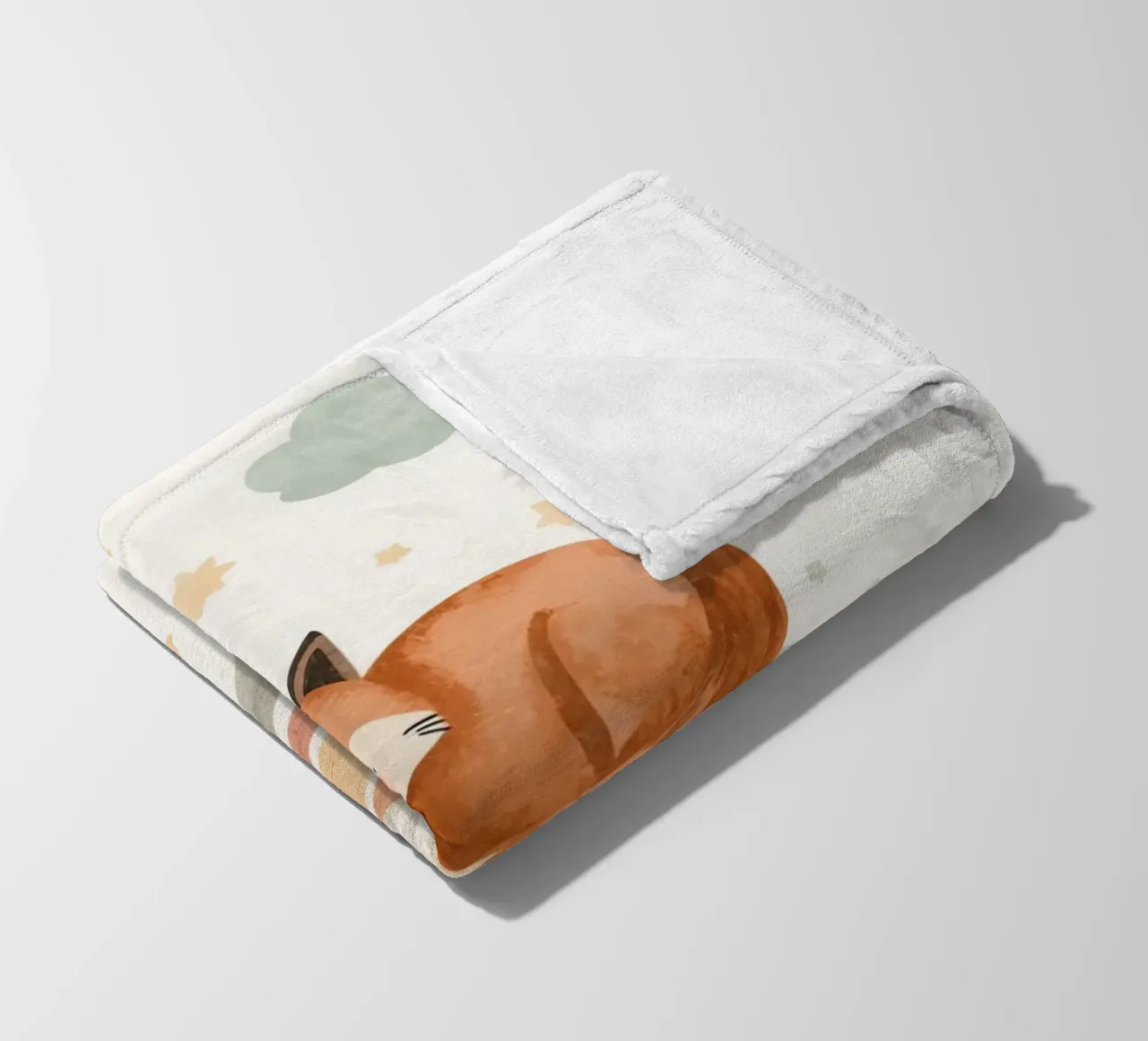 Volpe addormentata sull'arcobaleno con nuvole e stelle coperta in pile da DesignDoodle