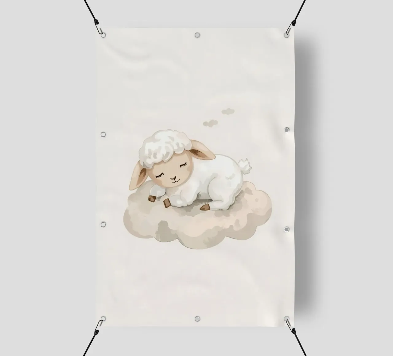 Agnello addormentato su una nuvola telo in pvc da DesignDoodle