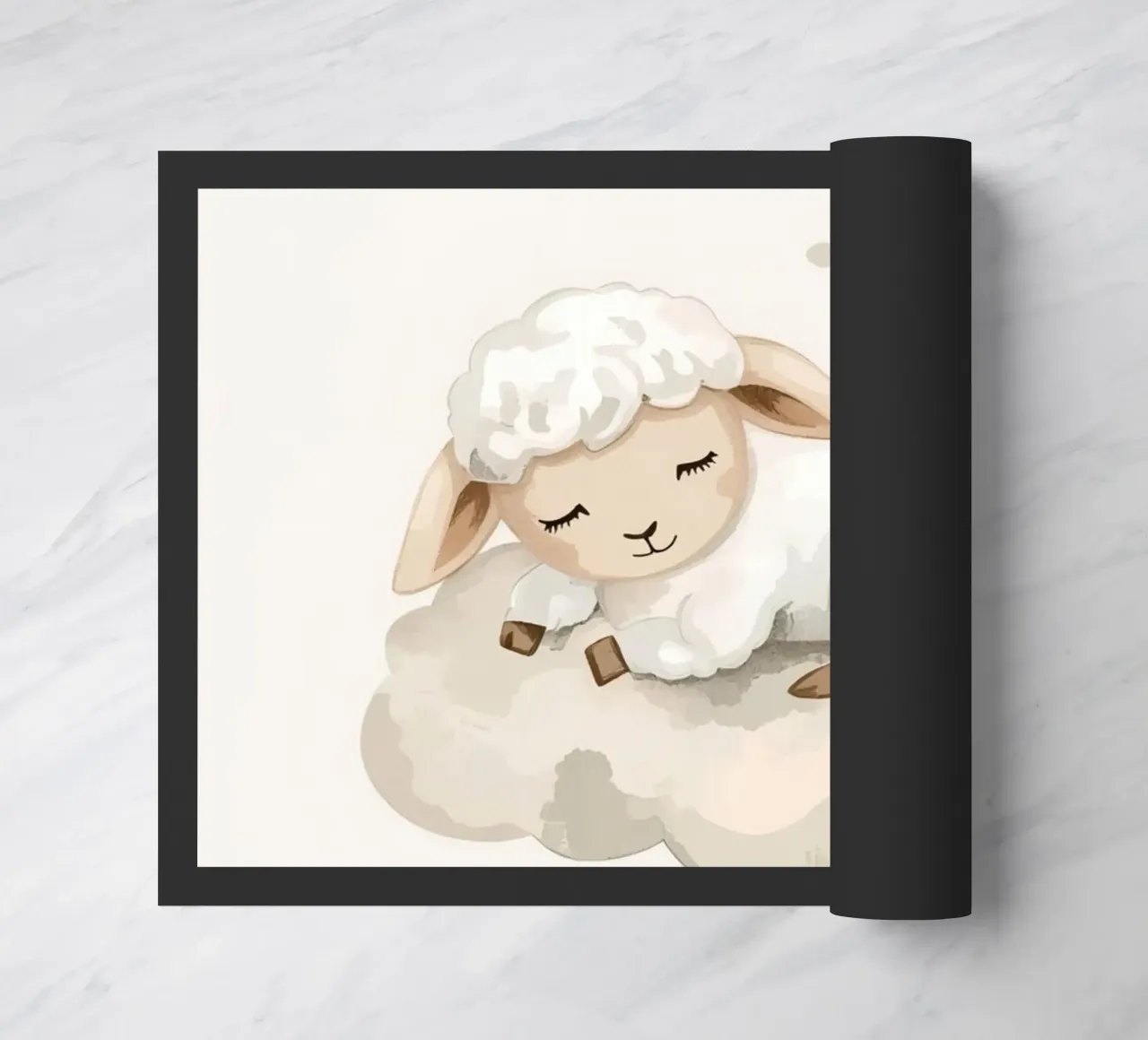 Agnello addormentato su una nuvola zerbino da DesignDoodle