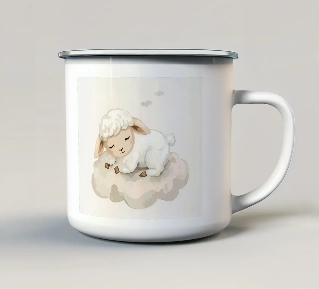 Agnello addormentato su una nuvola tazza in smalto da DesignDoodle