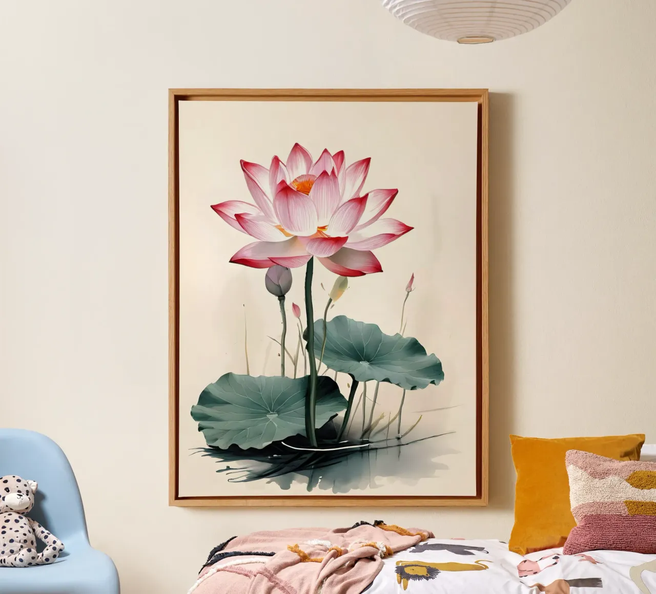 Serene lotusbloesem canvas met Baklijst van Artistic-shop