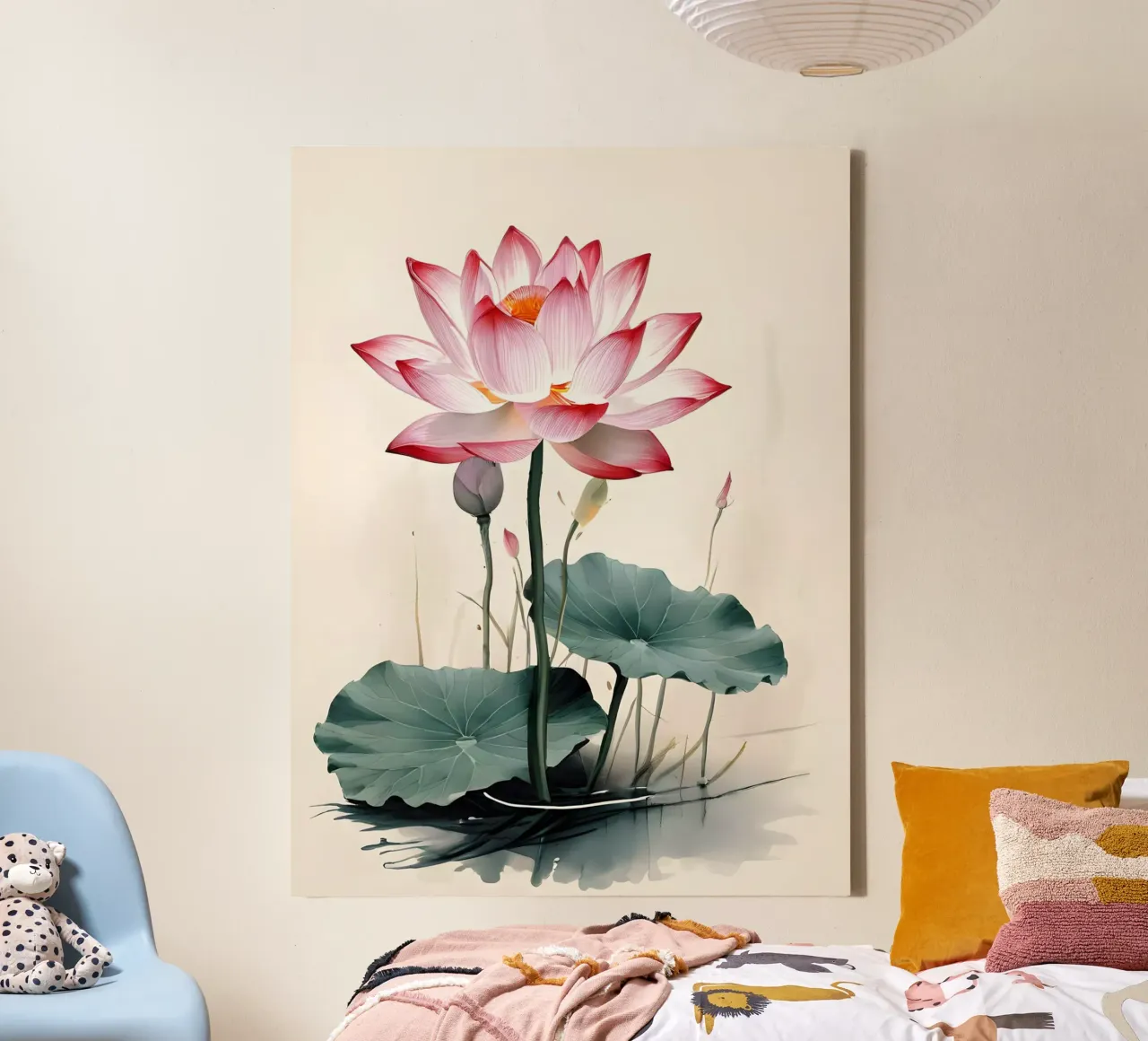 Serene lotusbloesem canvas met Baklijst van Artistic-shop