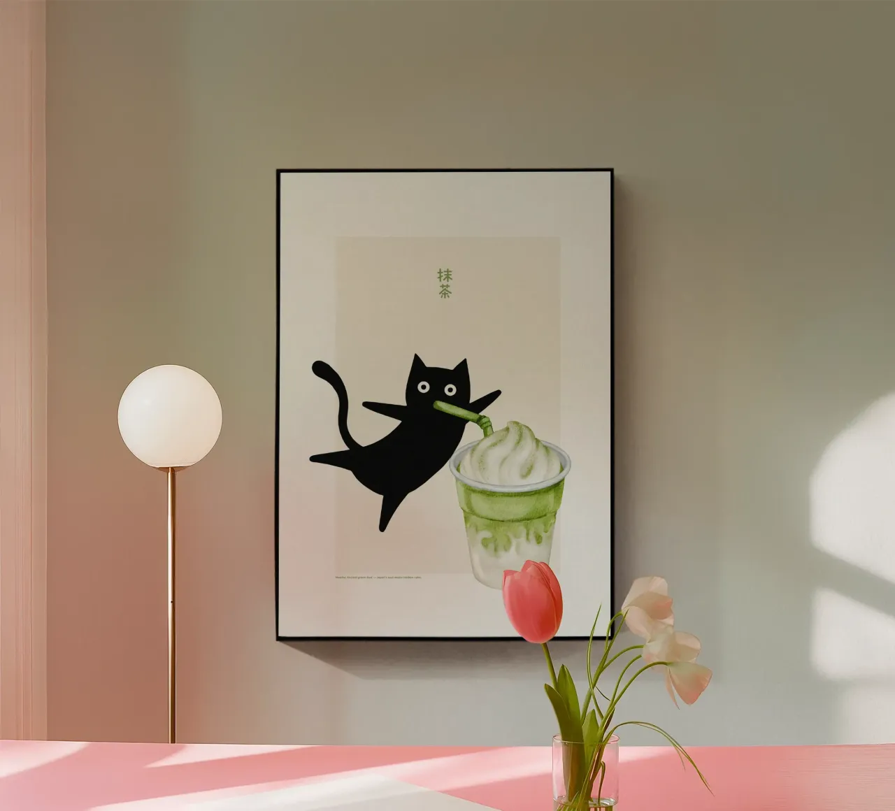 Gatto Matcha plexiglass da PurePeachStudio