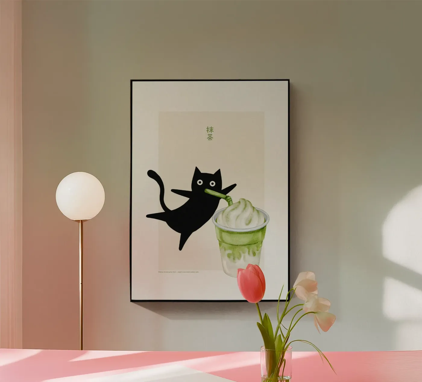 Matcha Cat acrylic glass by PurePeachStudio