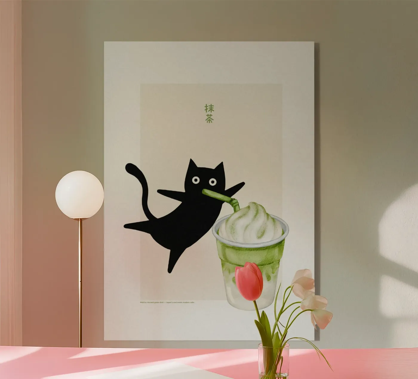 Matcha Cat acrylic glass by PurePeachStudio