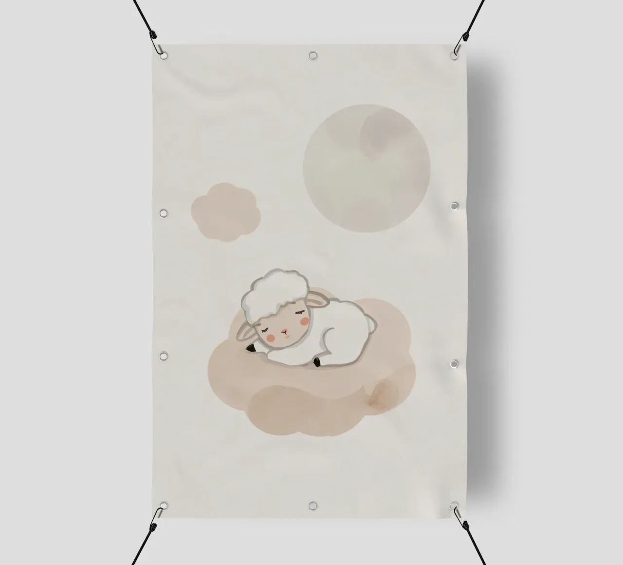 Agnello addormentato su una nuvola telo in pvc da DesignDoodle