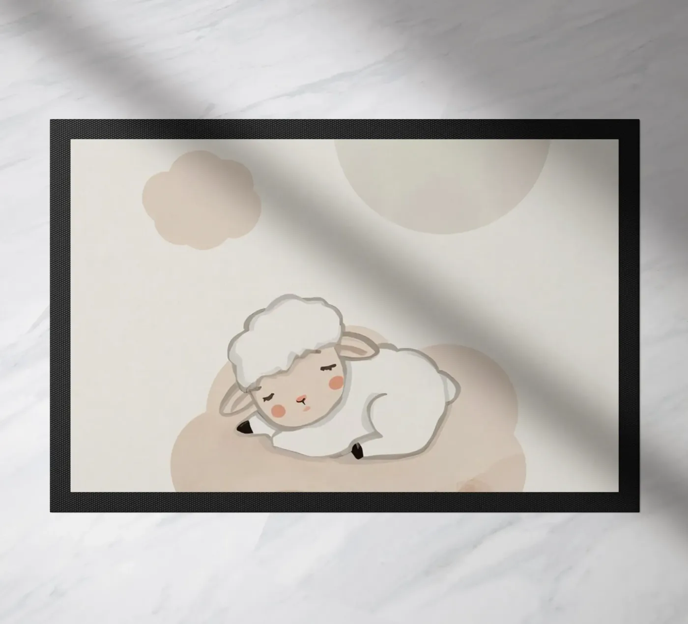 Sleeping Lamb on Cloud doormat by DesignDoodle
