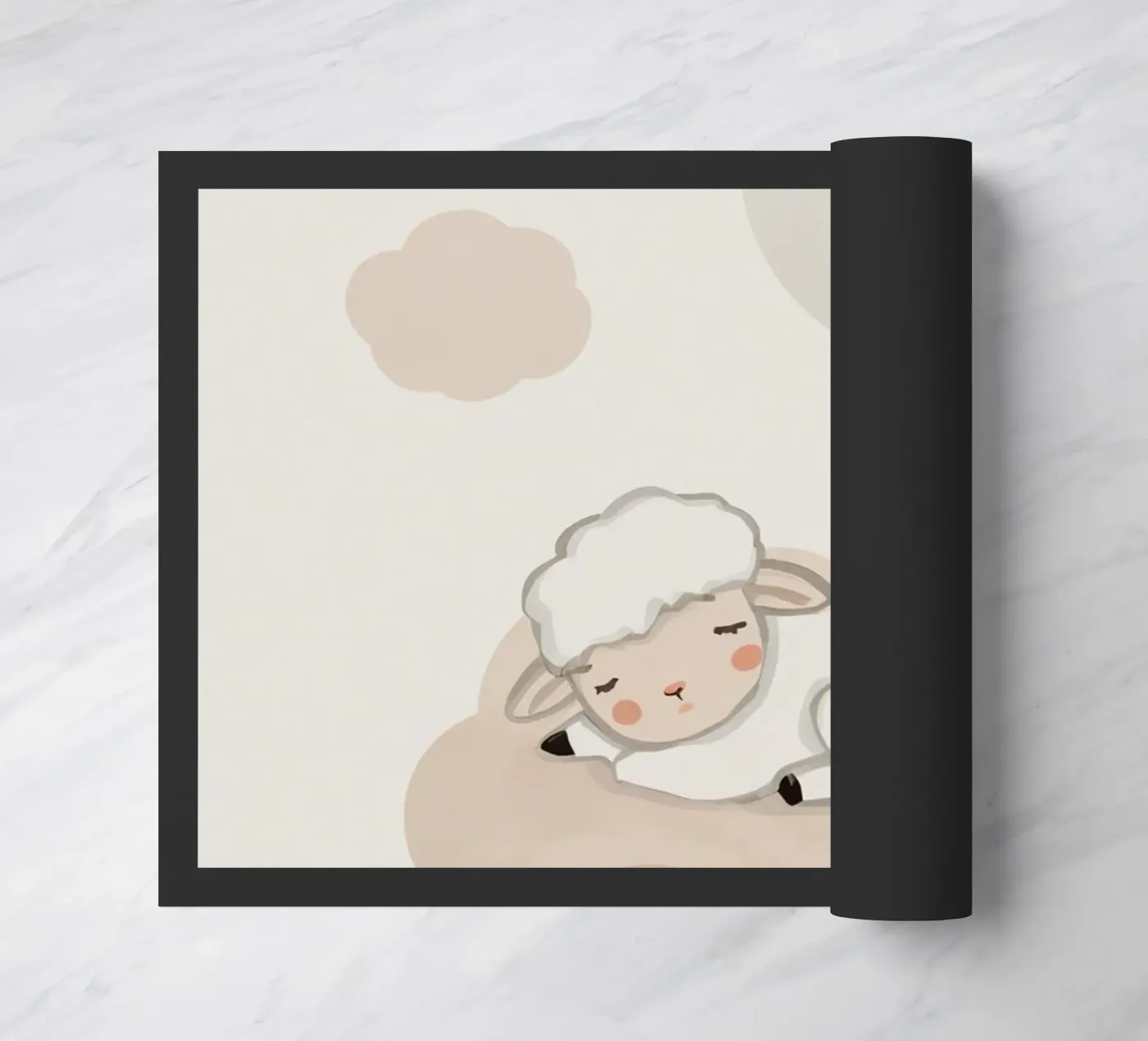 Sleeping Lamb on Cloud doormat by DesignDoodle